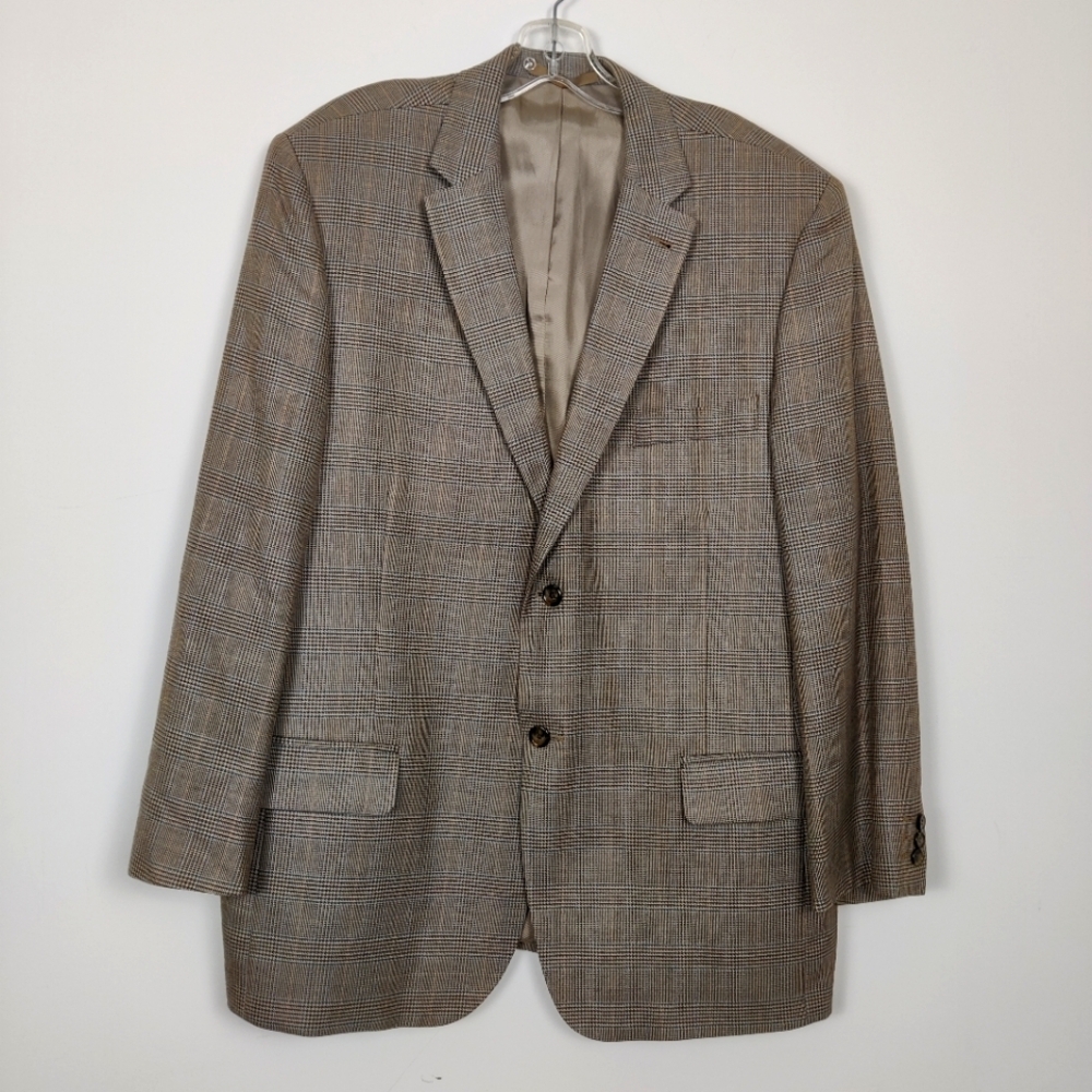 Moores Claiborne Men's Plaid Balzer Jacket Size 44R Silk Wool Sport's Coat